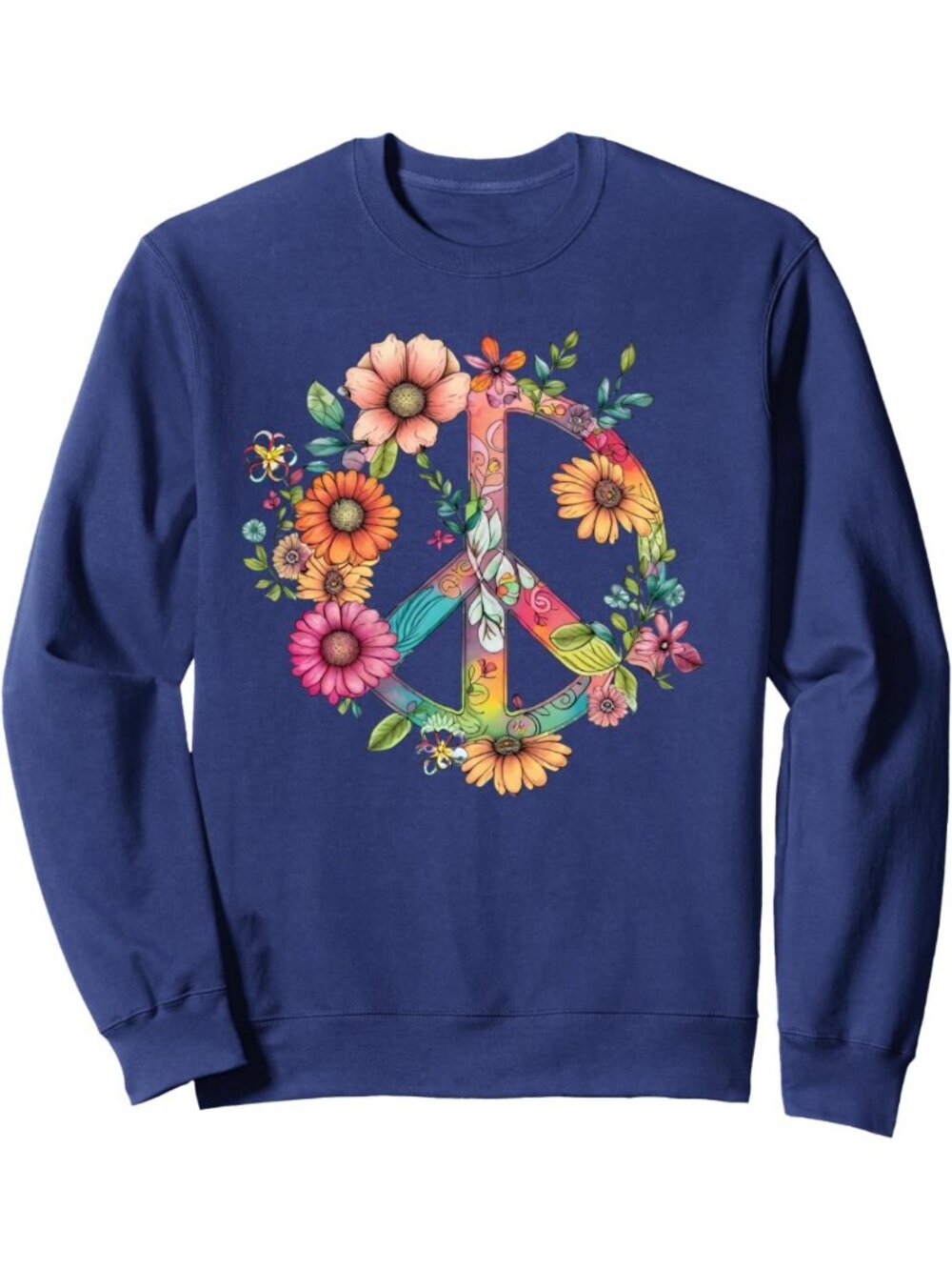 Retro 60s Floral Peace Sign Sweatshirt | Vintage-Inspired Cozy Top